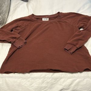 Nation raw hem crop sweatshirt